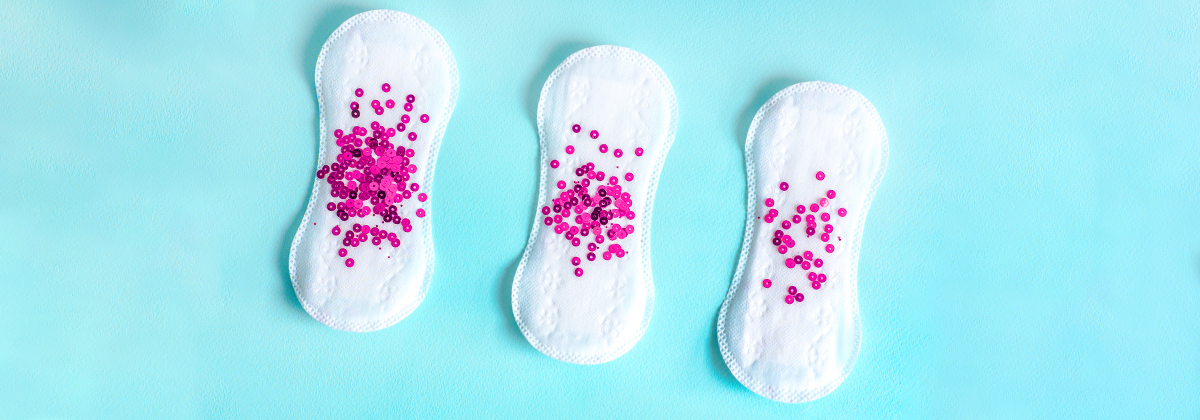 Menstrual pads with glitter on them